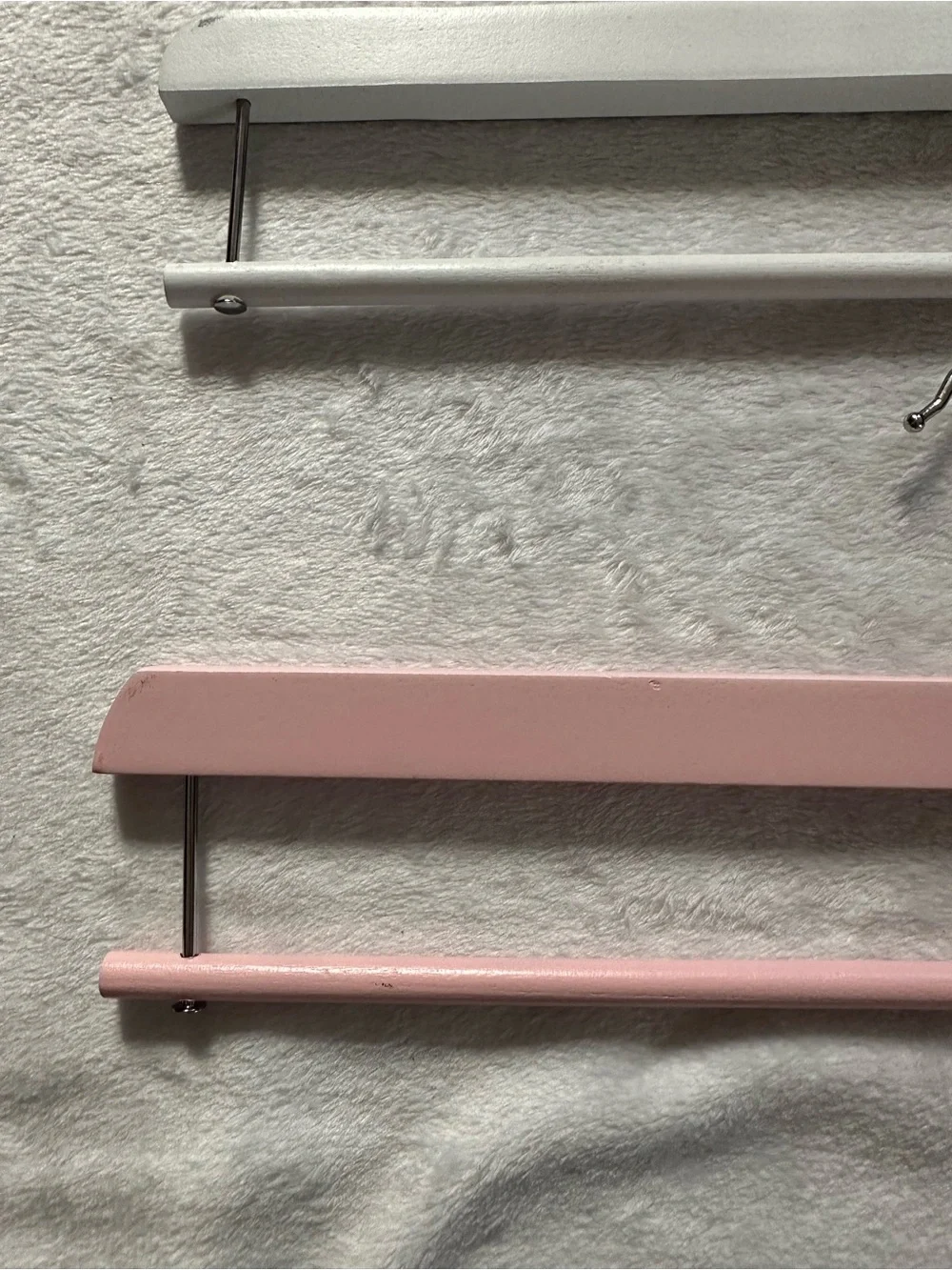 Wooden Hangers (Set of 3) For Blankets, Pants Teal Pink White